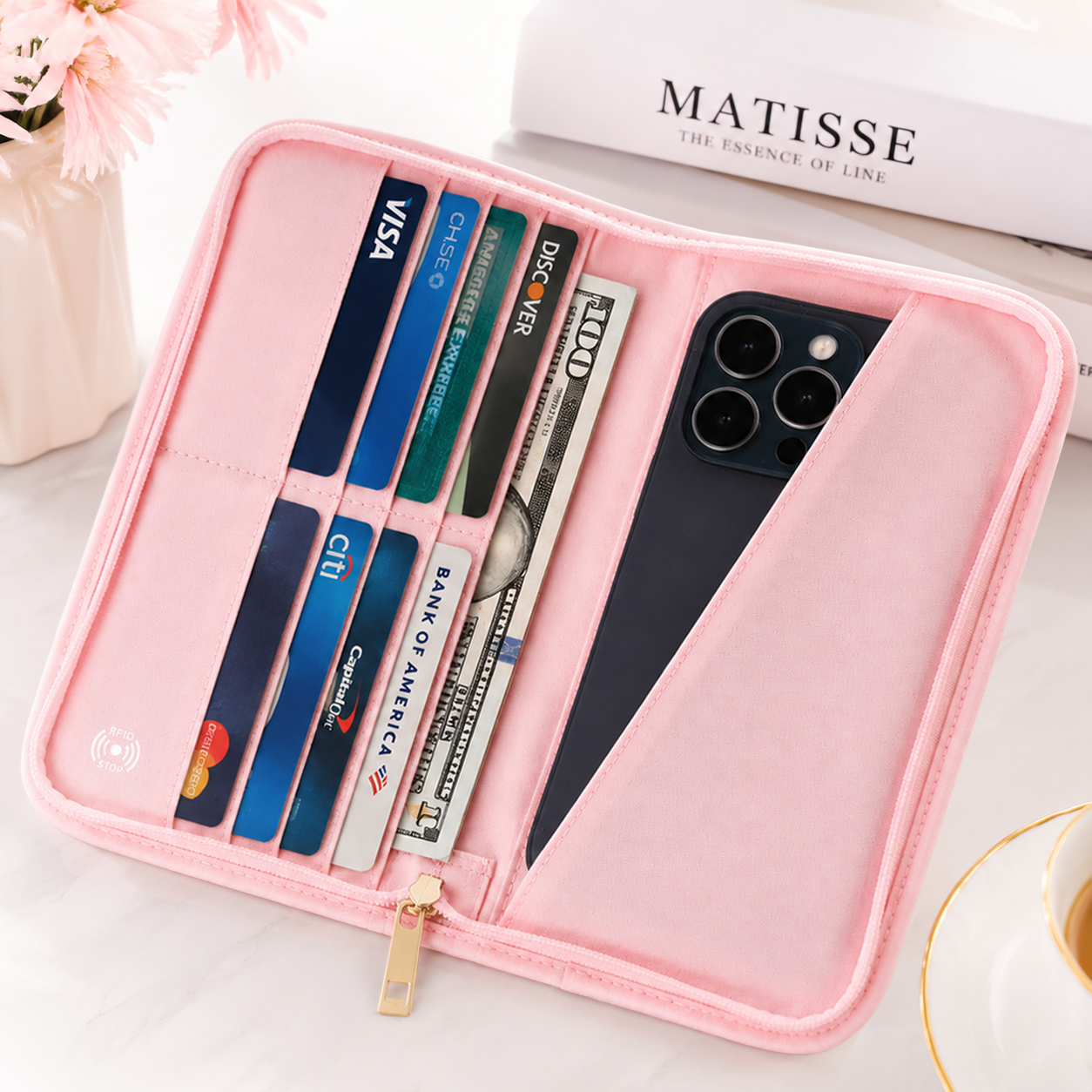 Women'S Accessories Wallet - RFID Blocking Passport Holder Travel Wallet