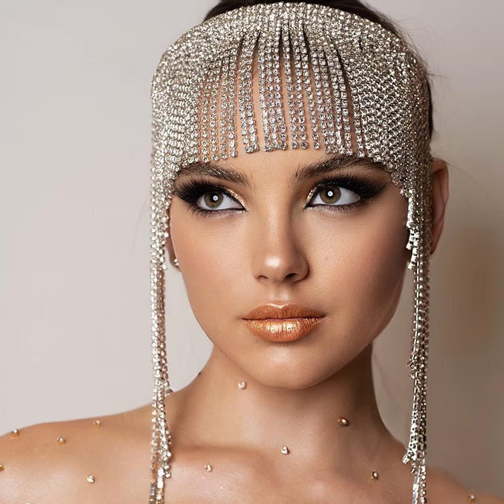 Women Accessories India - Boho Crystal Tassel Hair Chain Headband