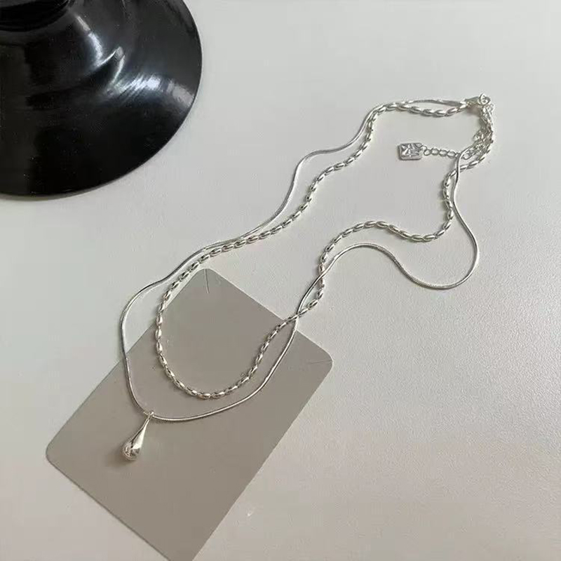 Real 925 Sterling Silver Doubl - Layered Necklace Set のレビューと価格