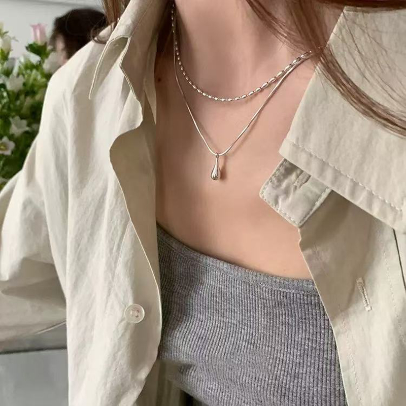 Real 925 Sterling Silver Doubl - Layered Necklace Set のレビューと価格