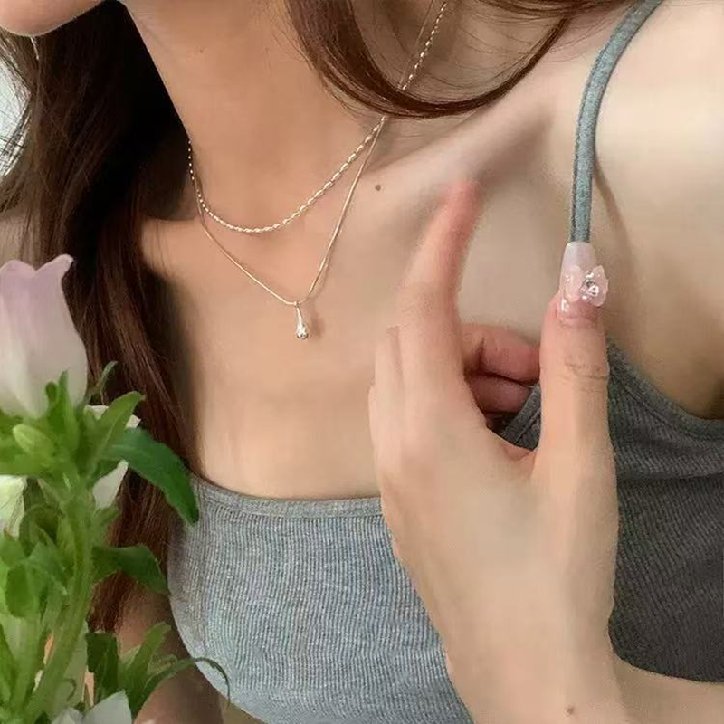 Real 925 Sterling Silver Doubl - Layered Necklace Set のレビューと価格