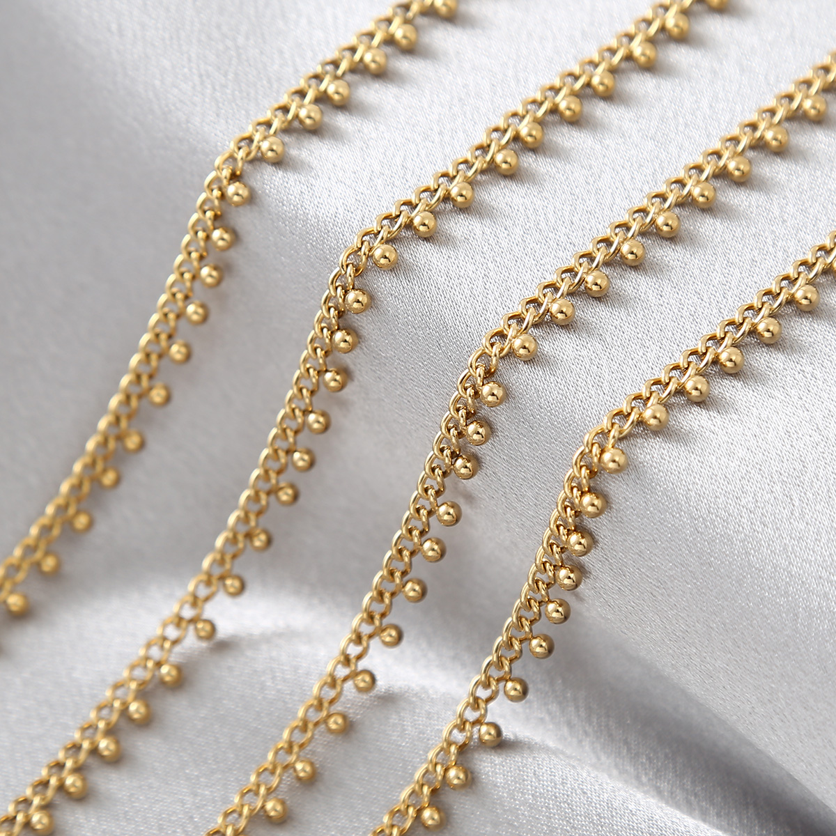 1Meter Stainless Steel Curb Li - Beaded Anklet Chain のレビューと価格