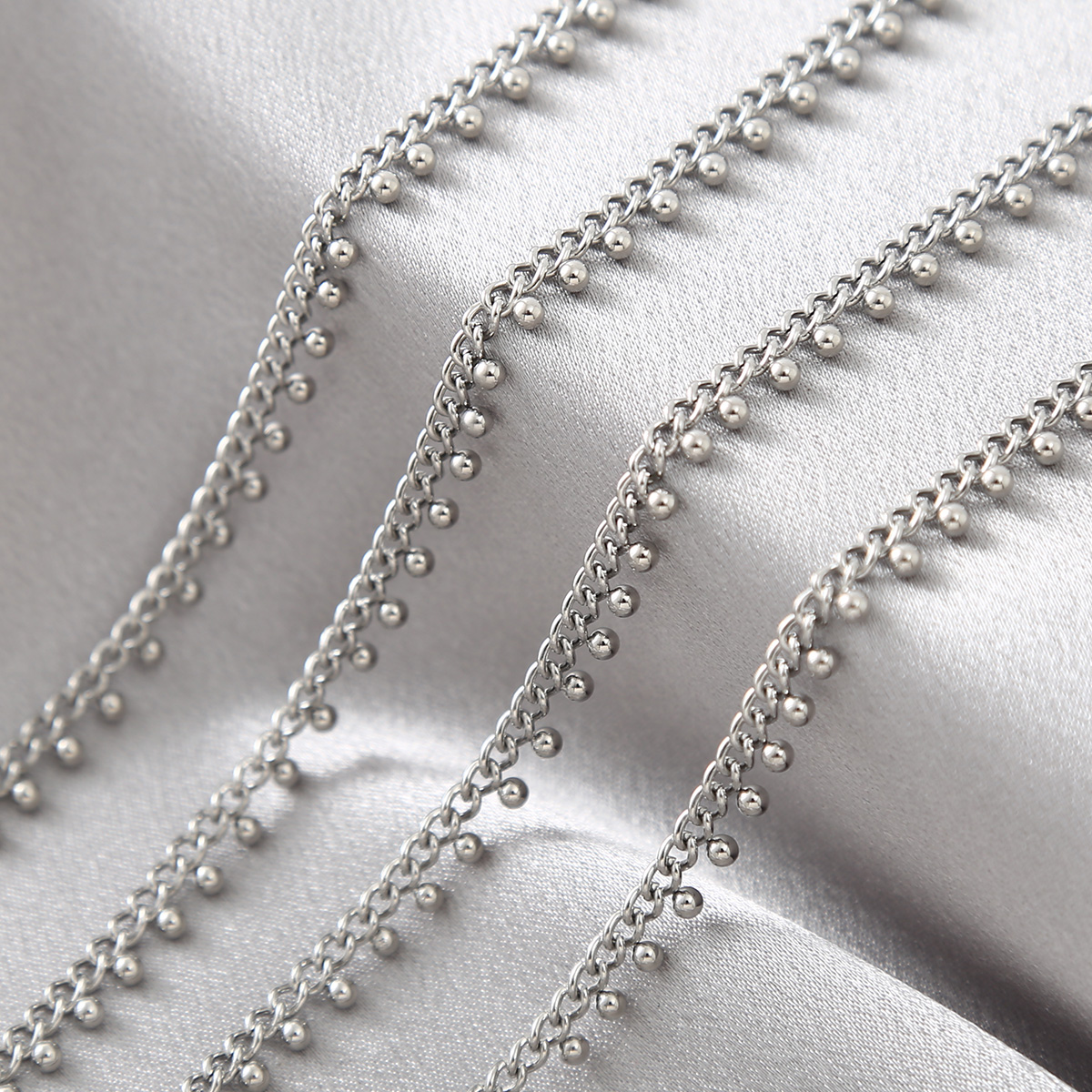 1Meter Stainless Steel Curb Li - Beaded Anklet Chain のレビューと価格