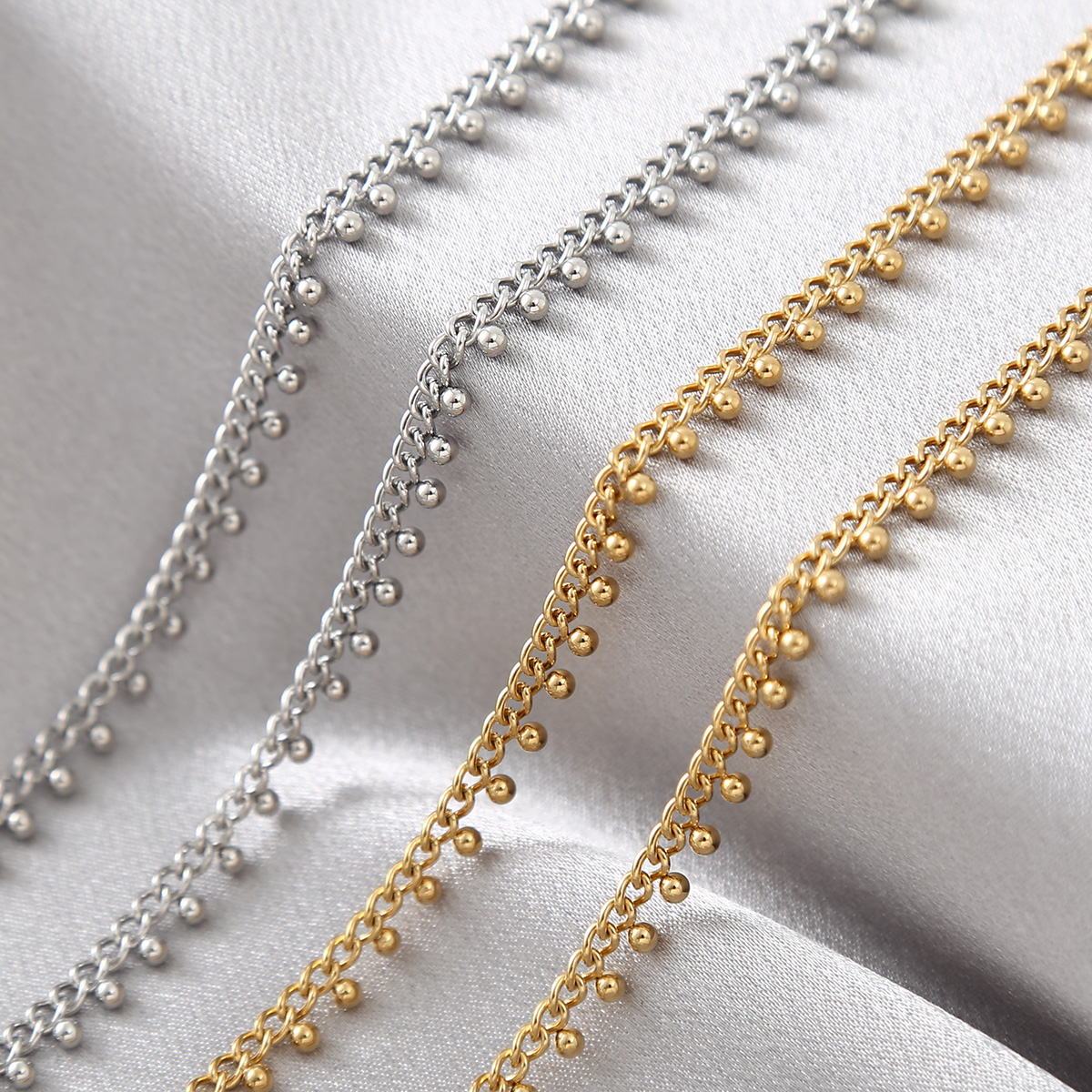 1Meter Stainless Steel Curb Li - Beaded Anklet Chain のレビューと価格