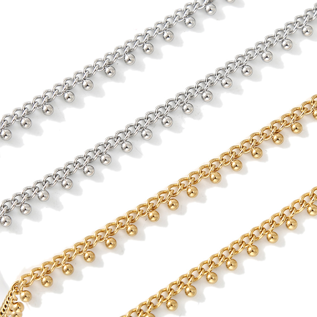 1Meter Stainless Steel Curb Li - Beaded Anklet Chain のレビューと価格