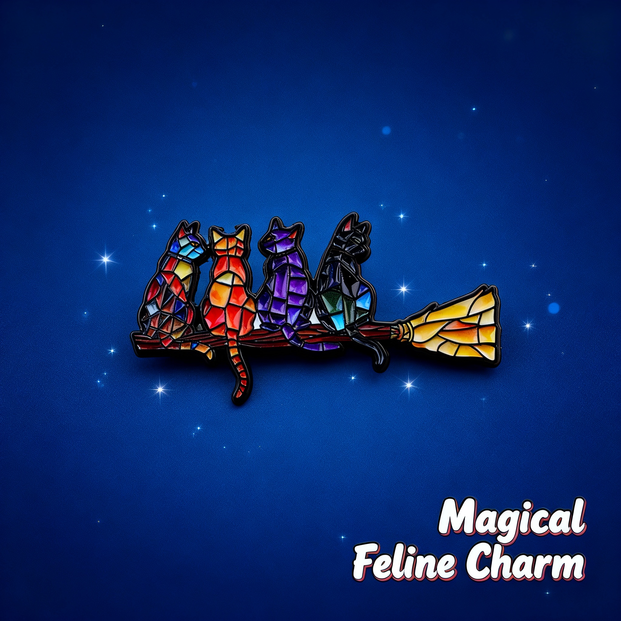 Colorful Cat Enamel Pin Witch  - Women Accessories Picture のレビューと価格