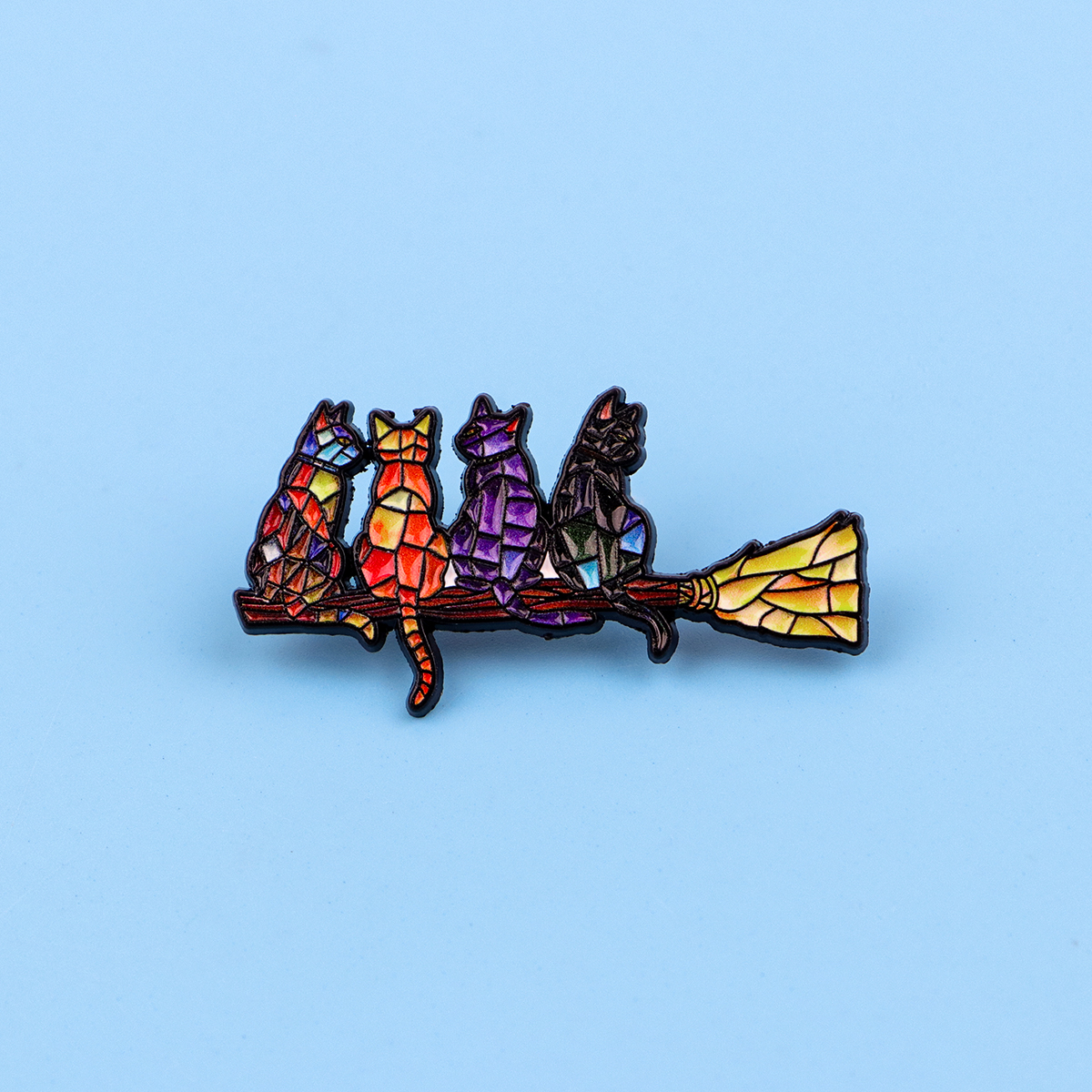 Colorful Cat Enamel Pin Witch  - Women Accessories Picture のレビューと価格