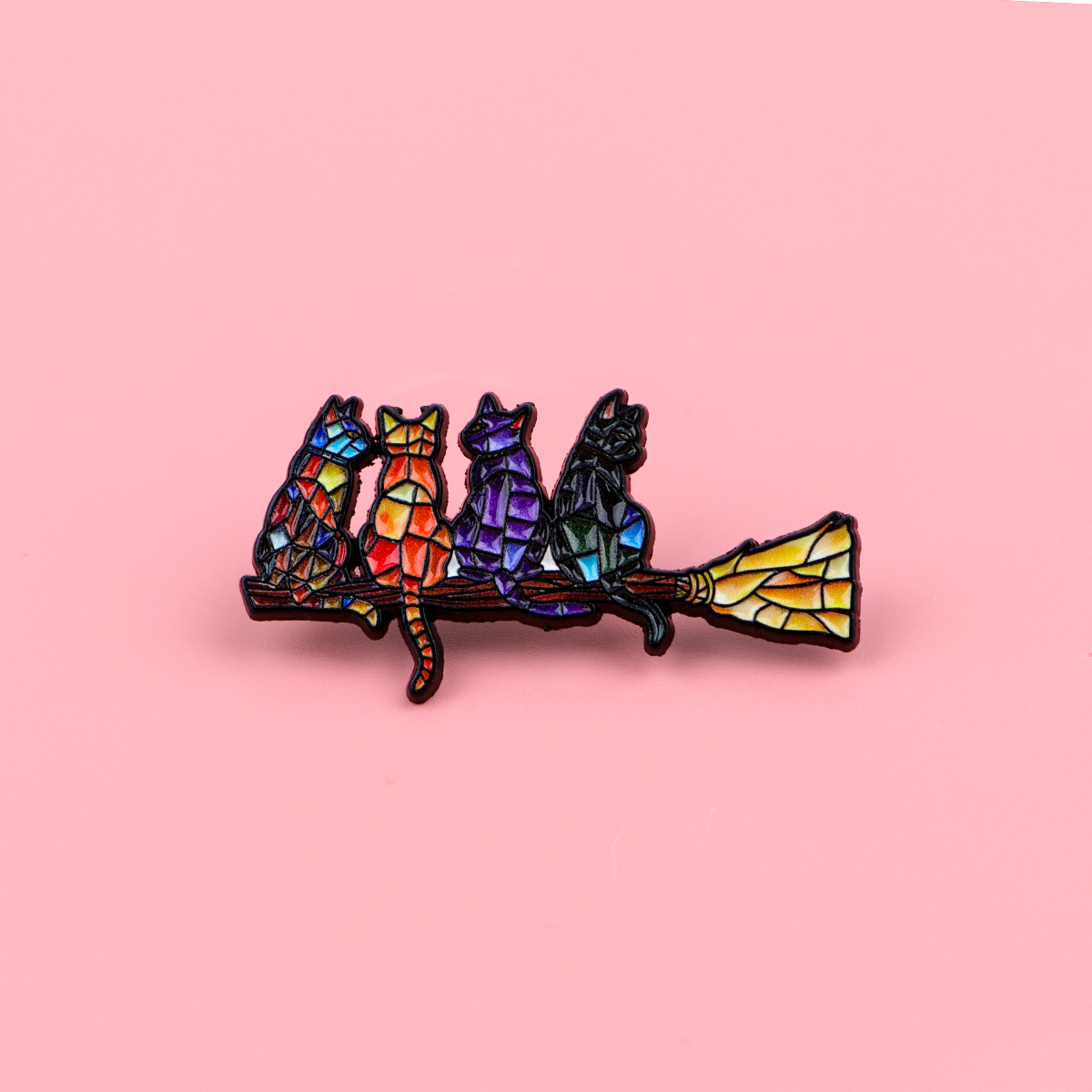 Colorful Cat Enamel Pin Witch  - Women Accessories Picture のレビューと価格