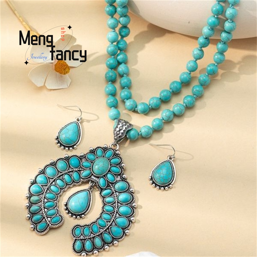 Retro Three-Layer Flower Earri - Layered Necklace Set のレビューと価格