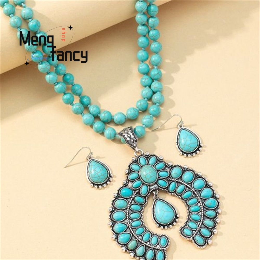 Retro Three-Layer Flower Earri - Layered Necklace Set のレビューと価格