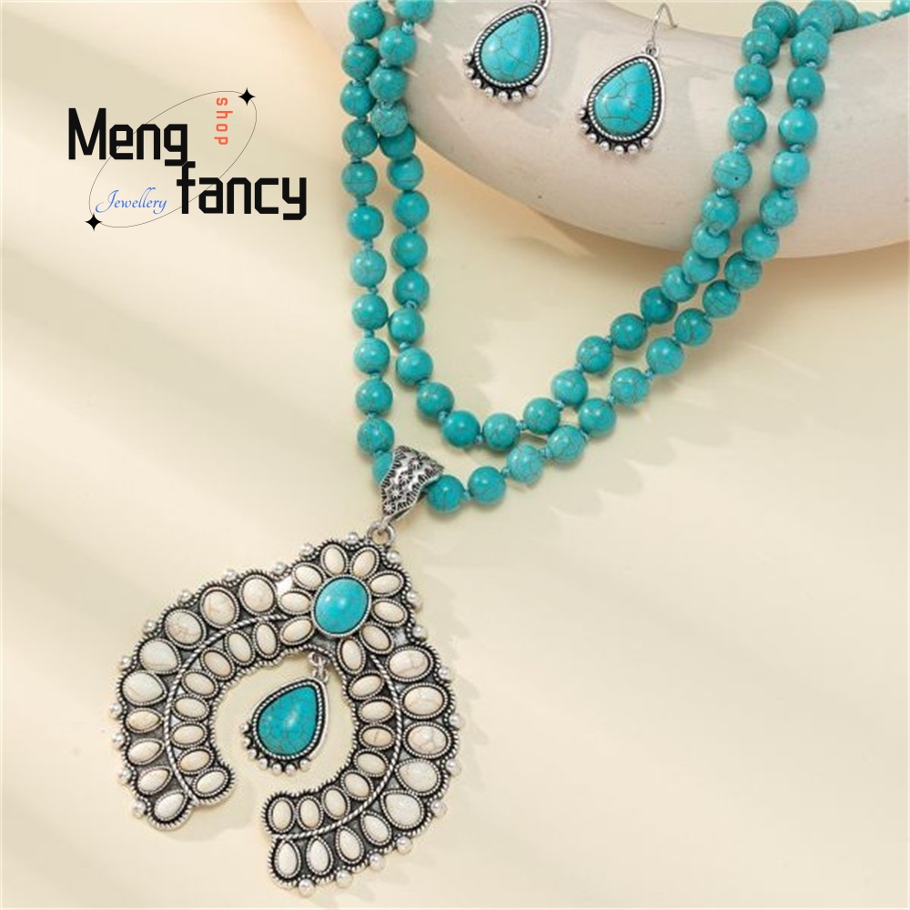 Retro Three-Layer Flower Earri - Layered Necklace Set のレビューと価格