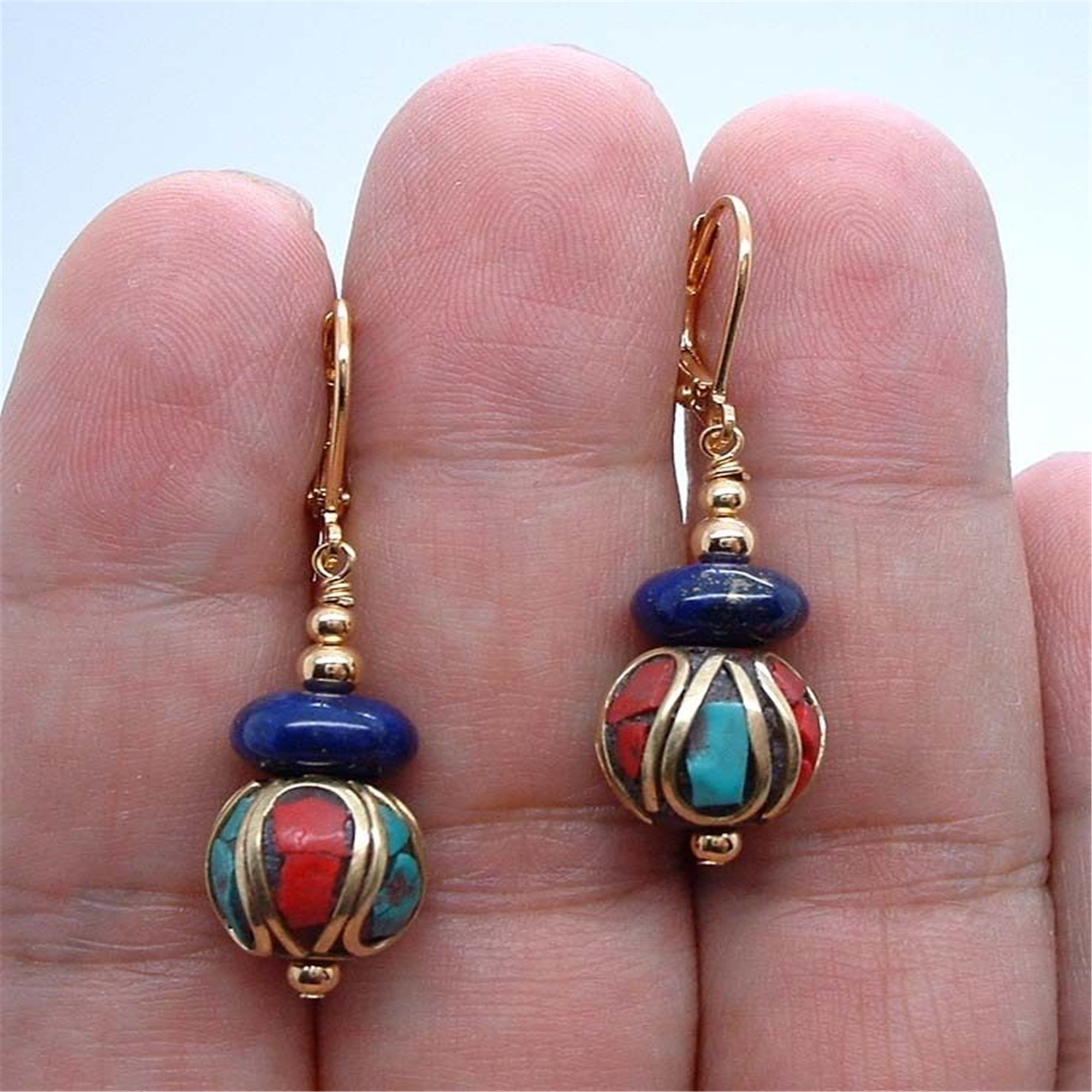 Dangling Handmade Nepal Blue L - Women Accessories Nepal のレビューと価格