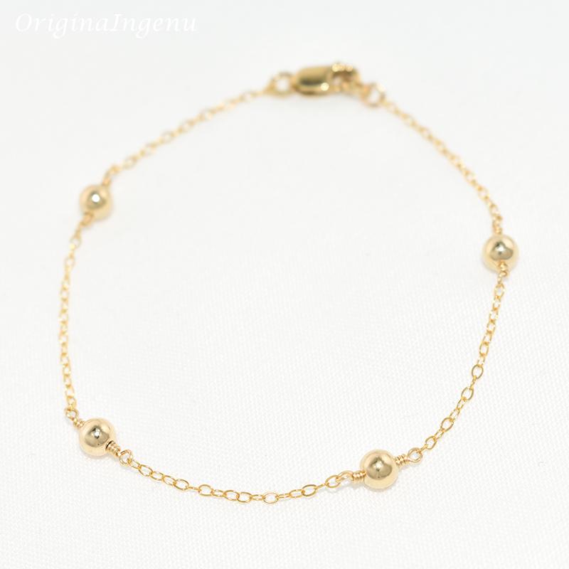 14K Gold Filled Beads Bracelet - Beaded Anklet Chain のレビューと価格