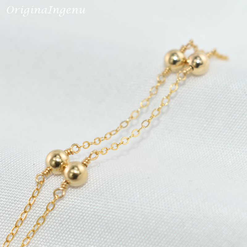 14K Gold Filled Beads Bracelet - Beaded Anklet Chain のレビューと価格
