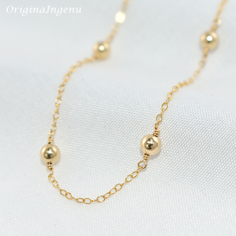 14K Gold Filled Beads Bracelet - Beaded Anklet Chain のレビューと価格