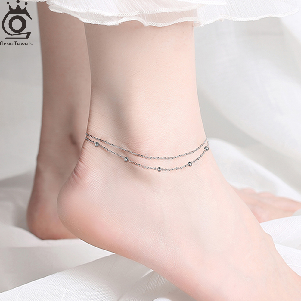 ORSA JEWELS Fashion 925 Sterli - Beaded Anklet Chain のレビューと価格