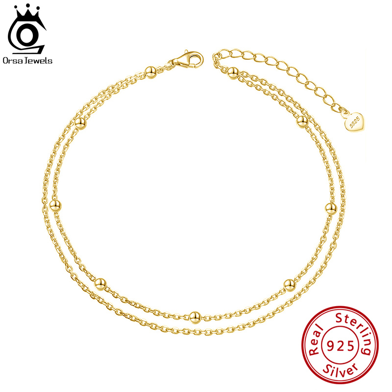 ORSA JEWELS Fashion 925 Sterli - Beaded Anklet Chain のレビューと価格