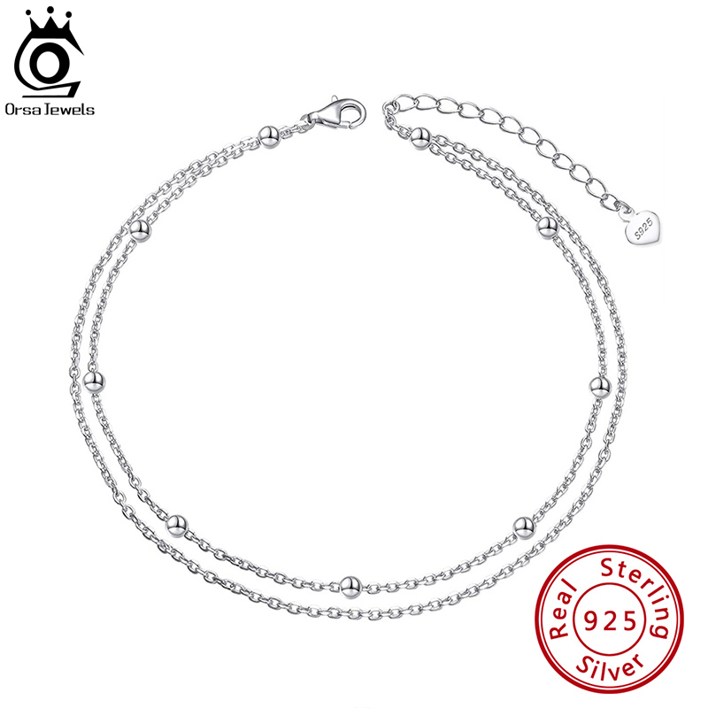 ORSA JEWELS Fashion 925 Sterli - Beaded Anklet Chain のレビューと価格