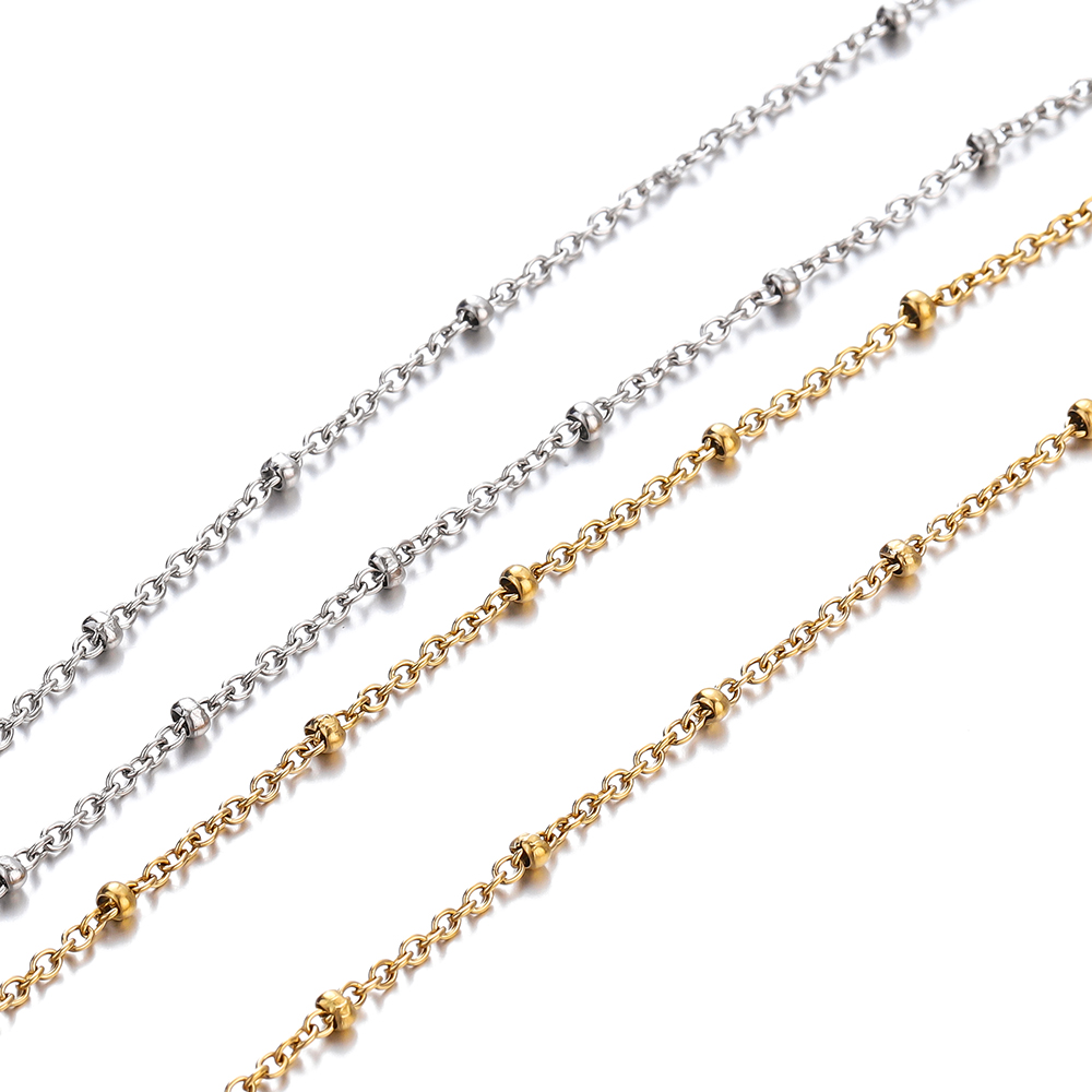 No Fade 2Meters Stainless Stee - Beaded Anklet Chain のレビューと価格