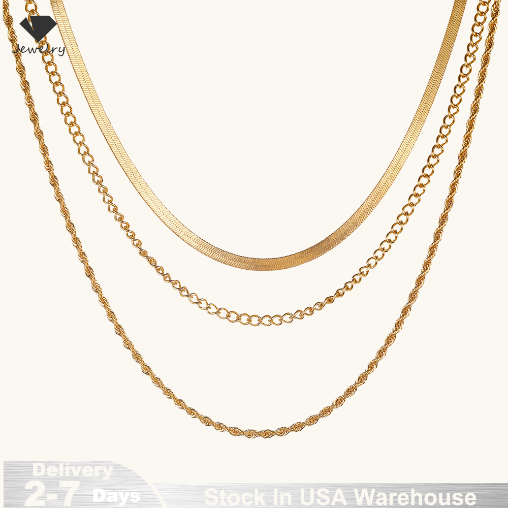 14k Gold Plated Chain Layered  - Layered Necklace Set のレビューと価格