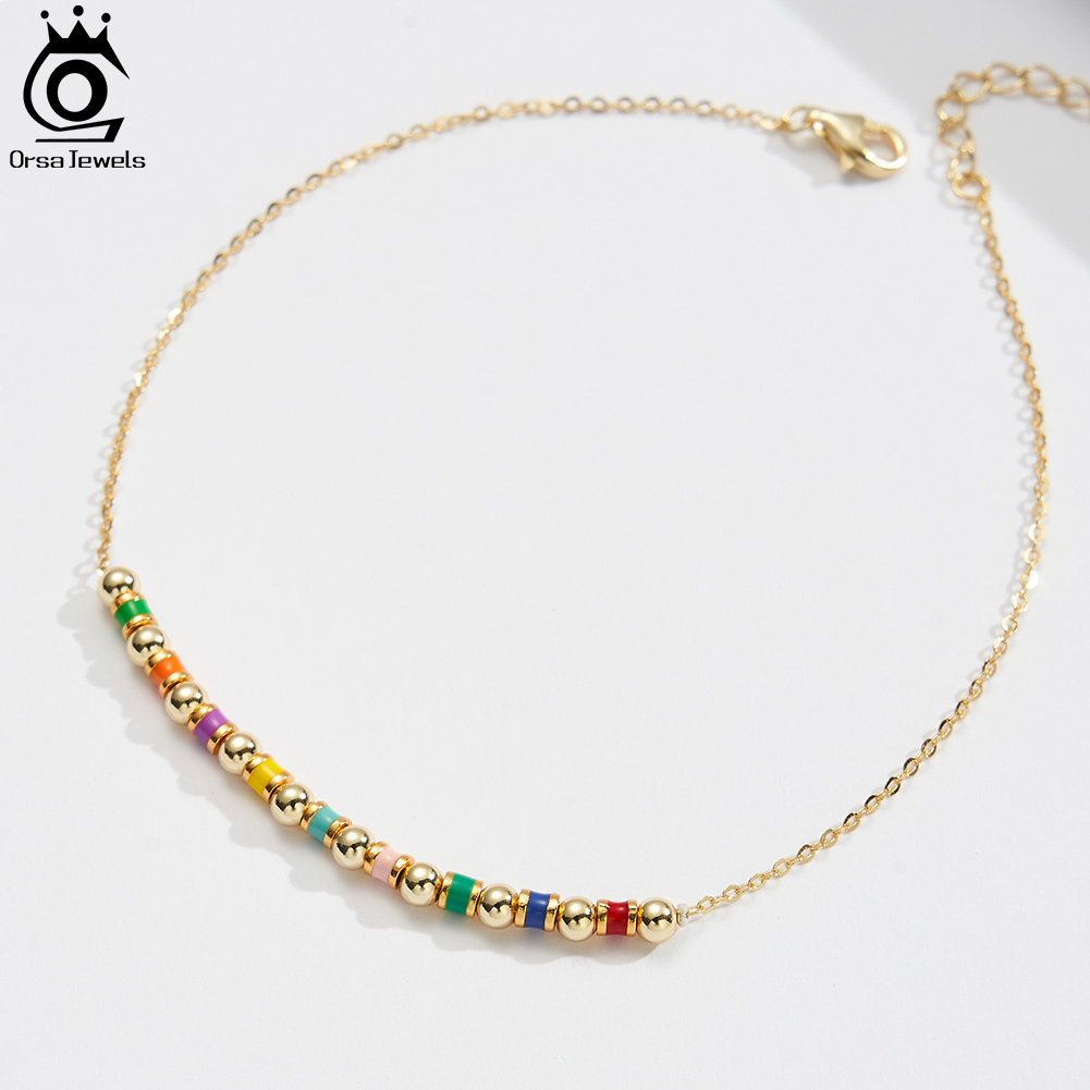 ORSA JEWELS 925 Sterling Silve - Beaded Anklet Chain のレビューと価格