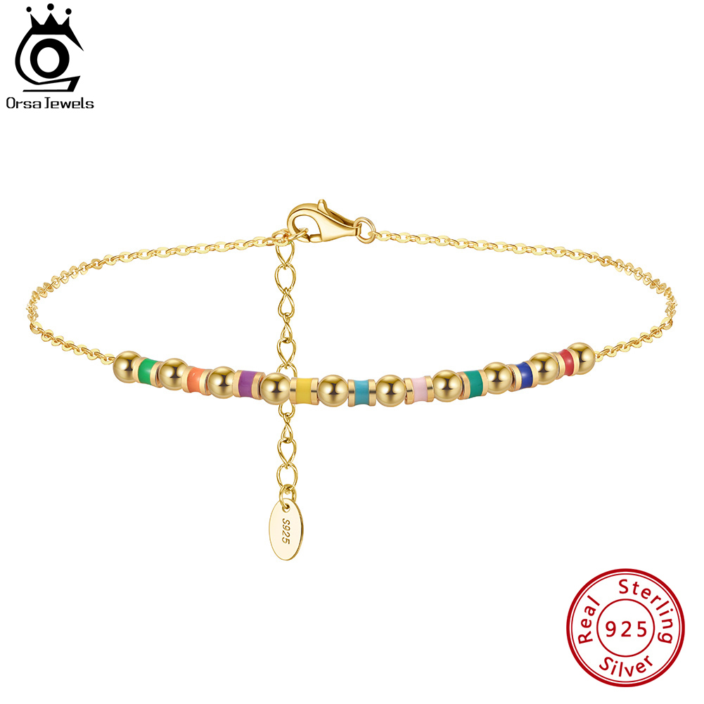 ORSA JEWELS 925 Sterling Silve - Beaded Anklet Chain のレビューと価格