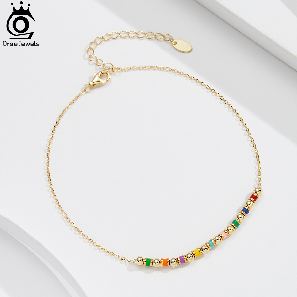 ORSA JEWELS 925 Sterling Silve - Beaded Anklet Chain のレビューと価格