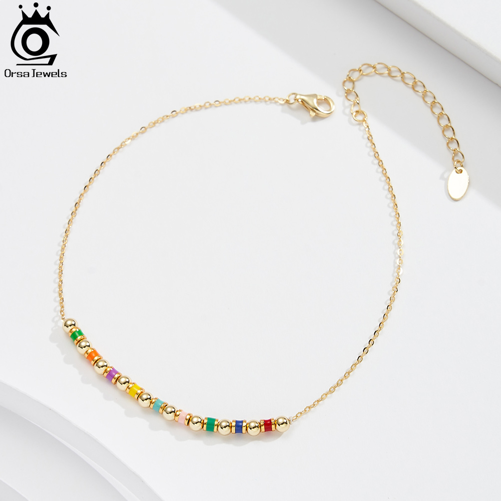 ORSA JEWELS 925 Sterling Silve - Beaded Anklet Chain のレビューと価格