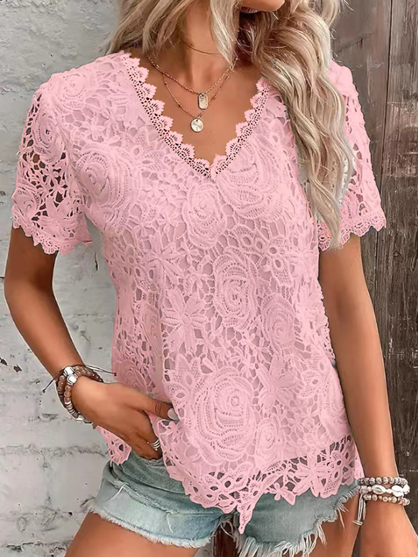 Summer Women's Shirt White Sho - Layered Necklace Set のレビューと価格