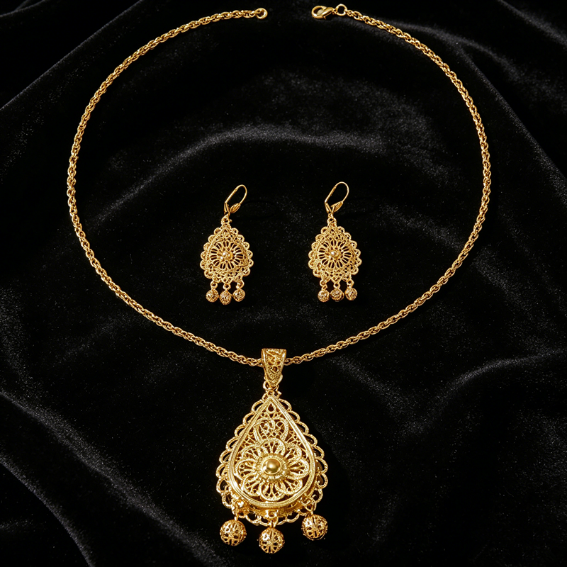 Plated Hollow Carved Set, Doub - Layered Necklace Set のレビューと価格