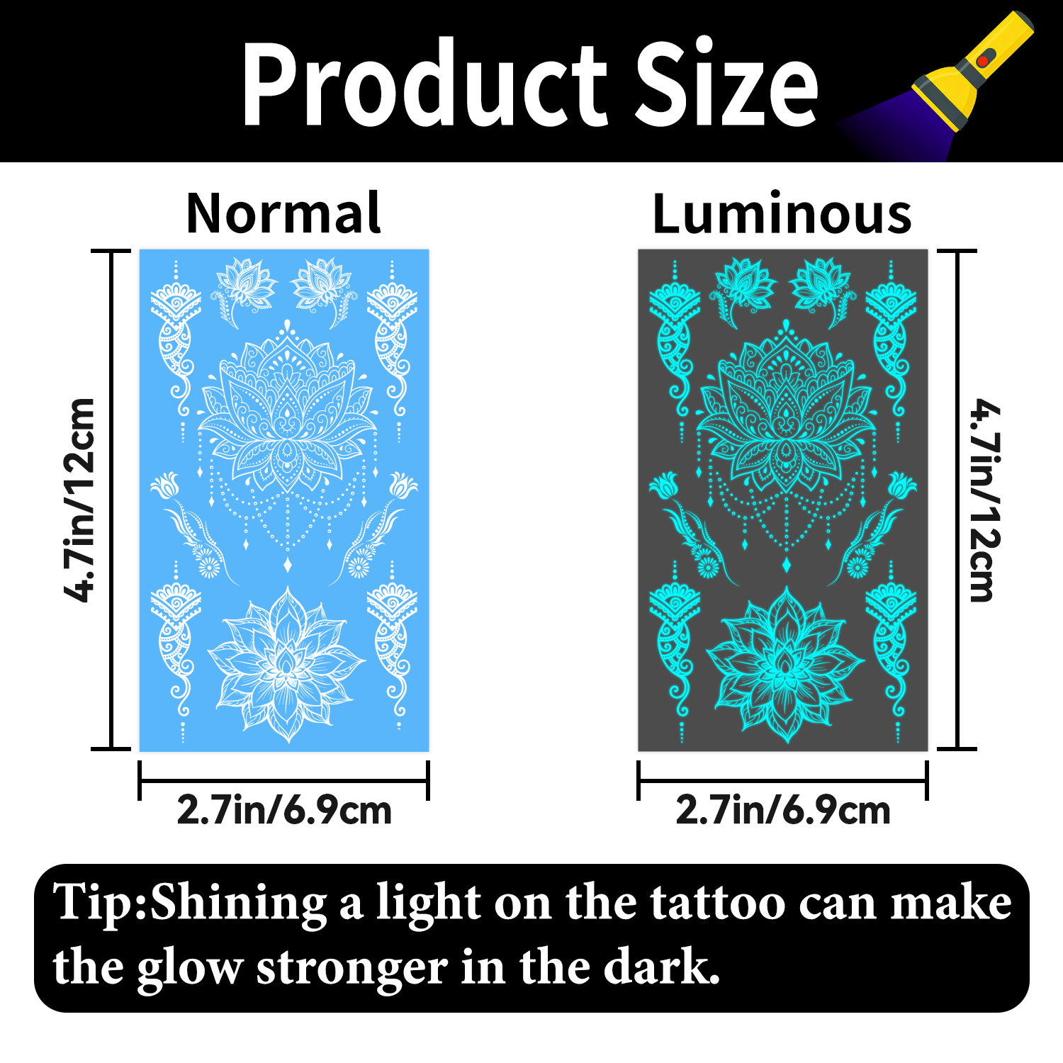 10 Sheets Glow in the Dark Tat - Women Accessories India のレビューと価格