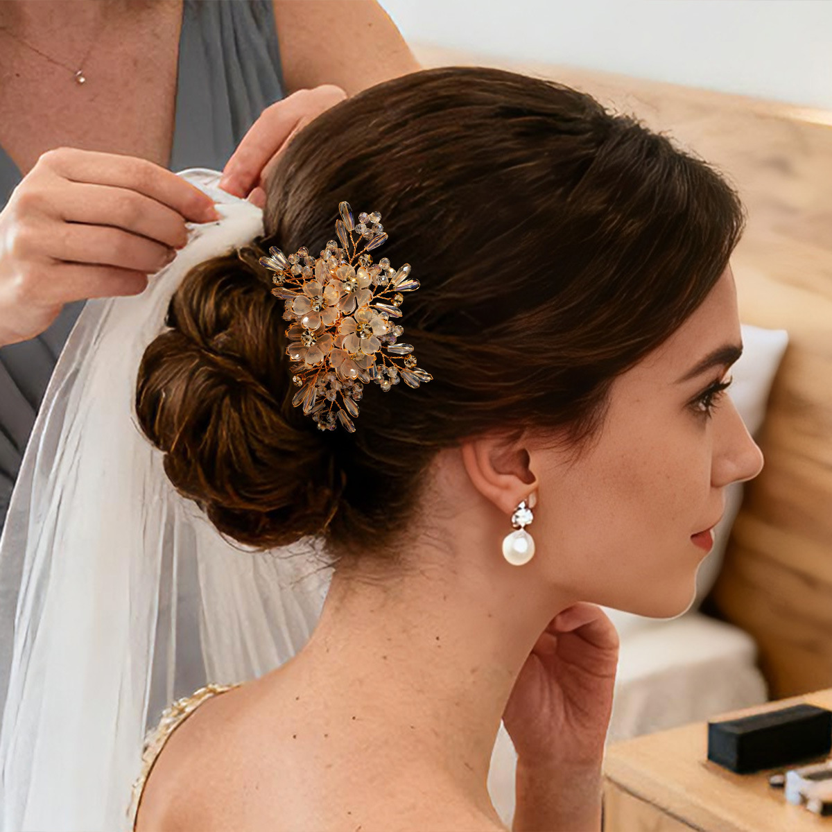 Hair Comb Crystal Flower Beade - Women'S Hair Accessories Wedding のレビューと価格