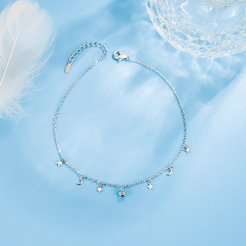 Romantic Moon Star Bead Feet C - Beaded Anklet Chain のレビューと価格