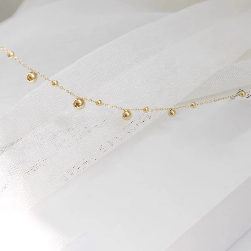 18k gold ball round bead ankle - Beaded Anklet Chain のレビューと価格