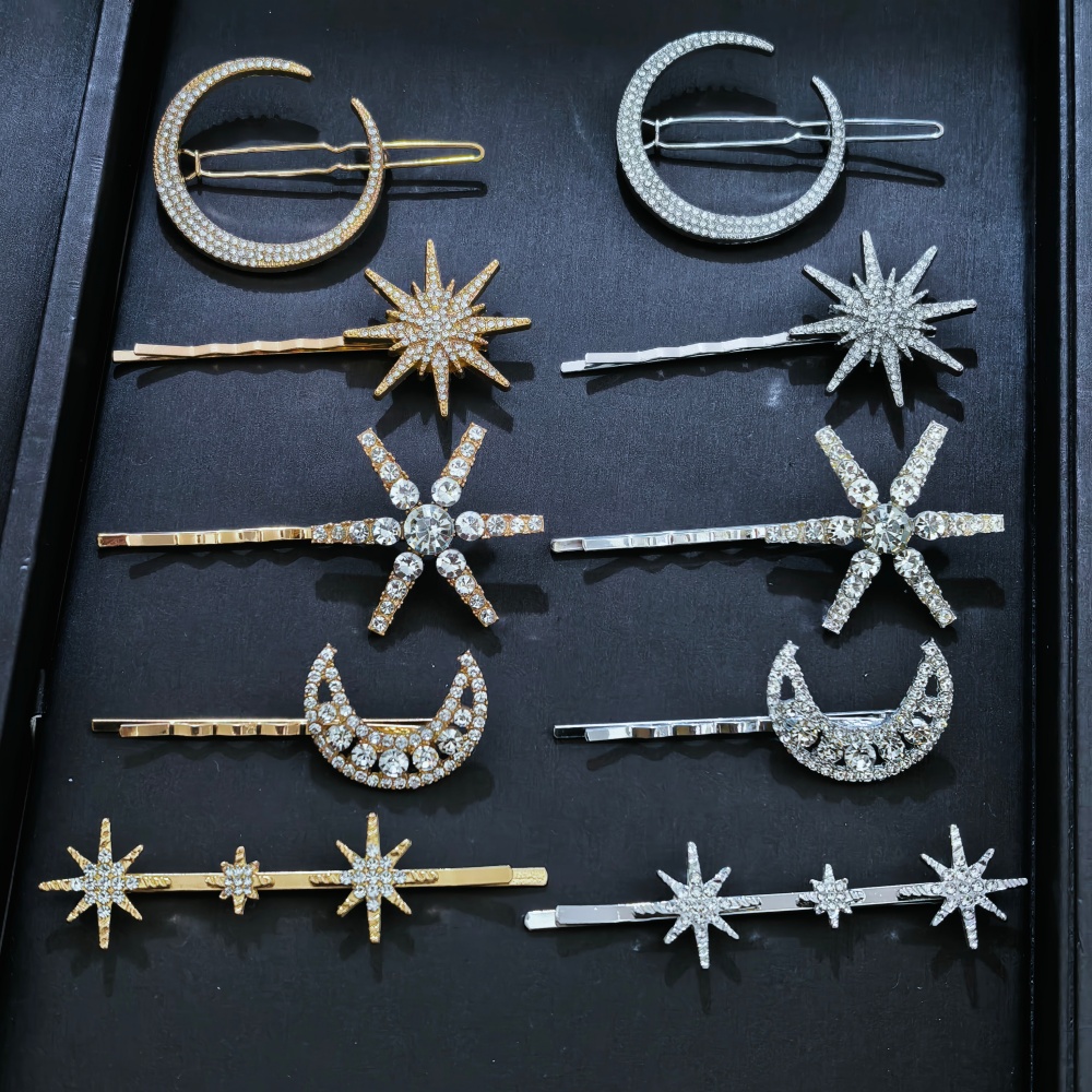3/4 pcs set Crystal Star Hairp - Women'S Hair Accessories Wedding のレビューと価格