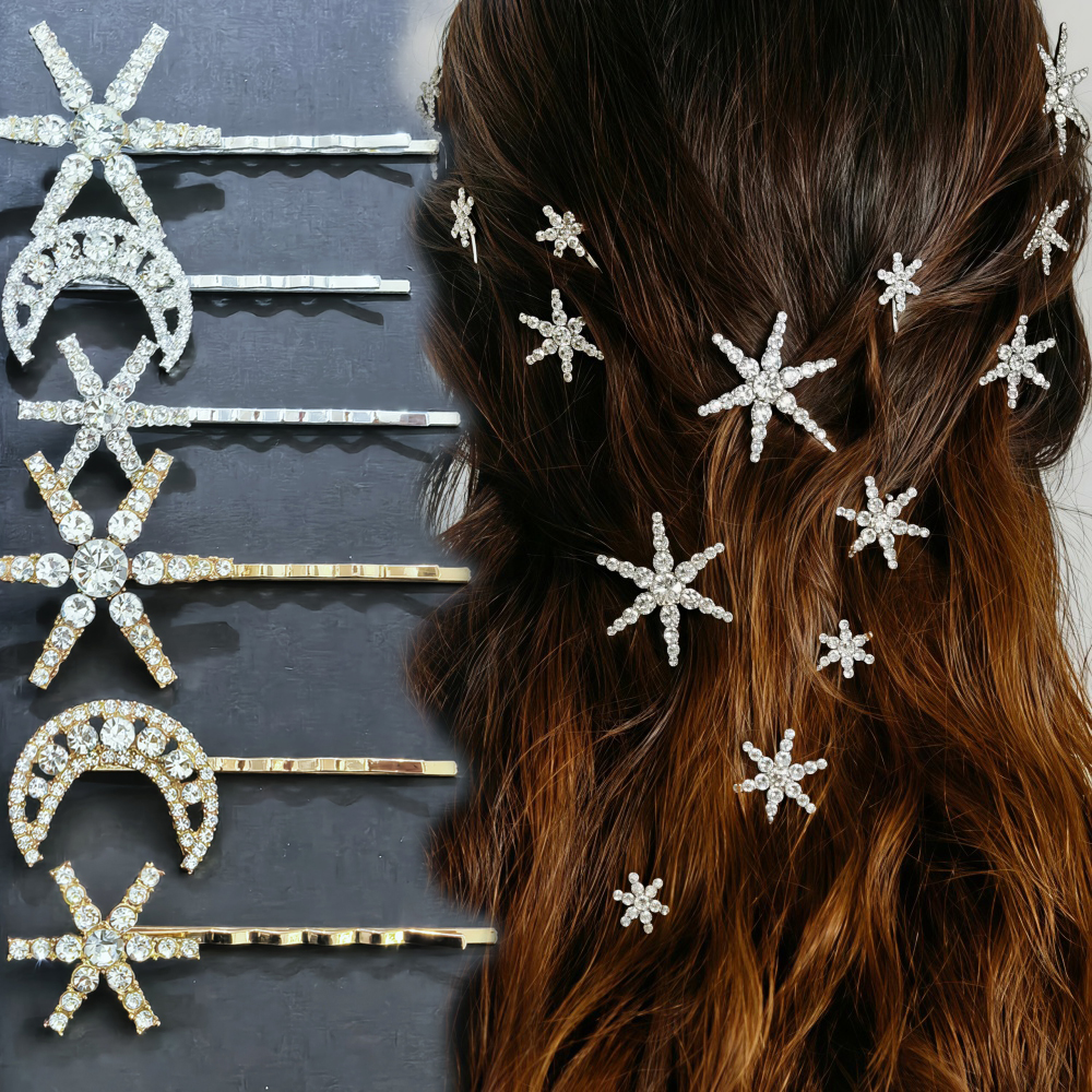 3/4 pcs set Crystal Star Hairp - Women'S Hair Accessories Wedding のレビューと価格