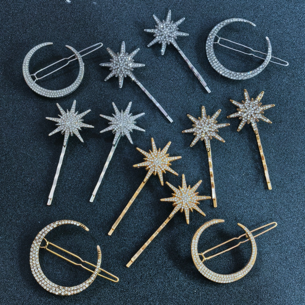 3/4 pcs set Crystal Star Hairp - Women'S Hair Accessories Wedding のレビューと価格