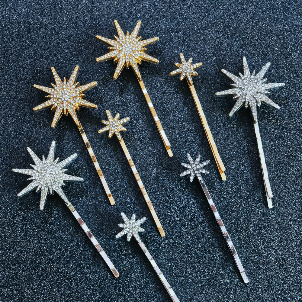 3/4 pcs set Crystal Star Hairp - Women'S Hair Accessories Wedding のレビューと価格