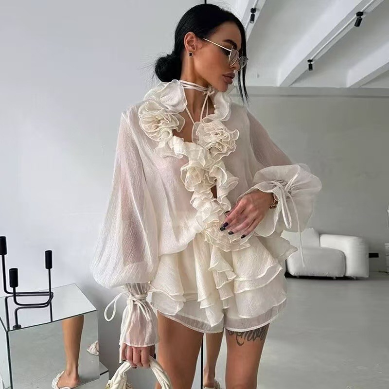 Elegant Multi-Layer Ruffles Fl - Layered Necklace Set のレビューと価格