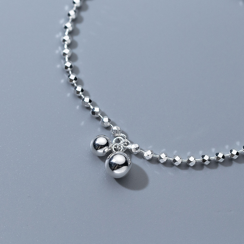 925 Sterling Silver Diamond-Cu - Beaded Anklet Chain のレビューと価格