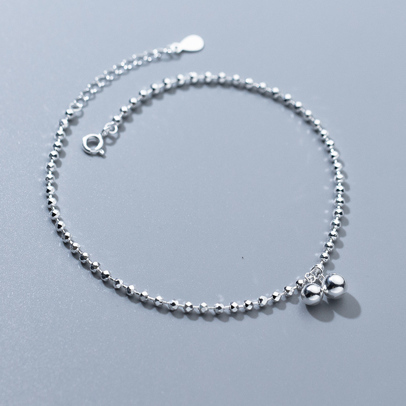 925 Sterling Silver Diamond-Cu - Beaded Anklet Chain のレビューと価格