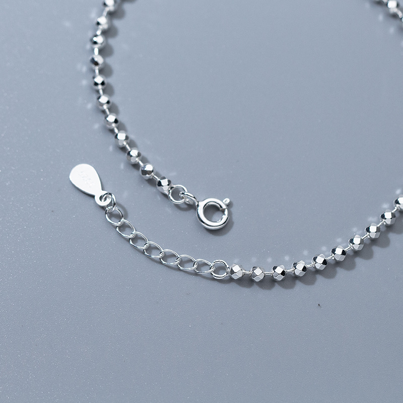 925 Sterling Silver Diamond-Cu - Beaded Anklet Chain のレビューと価格