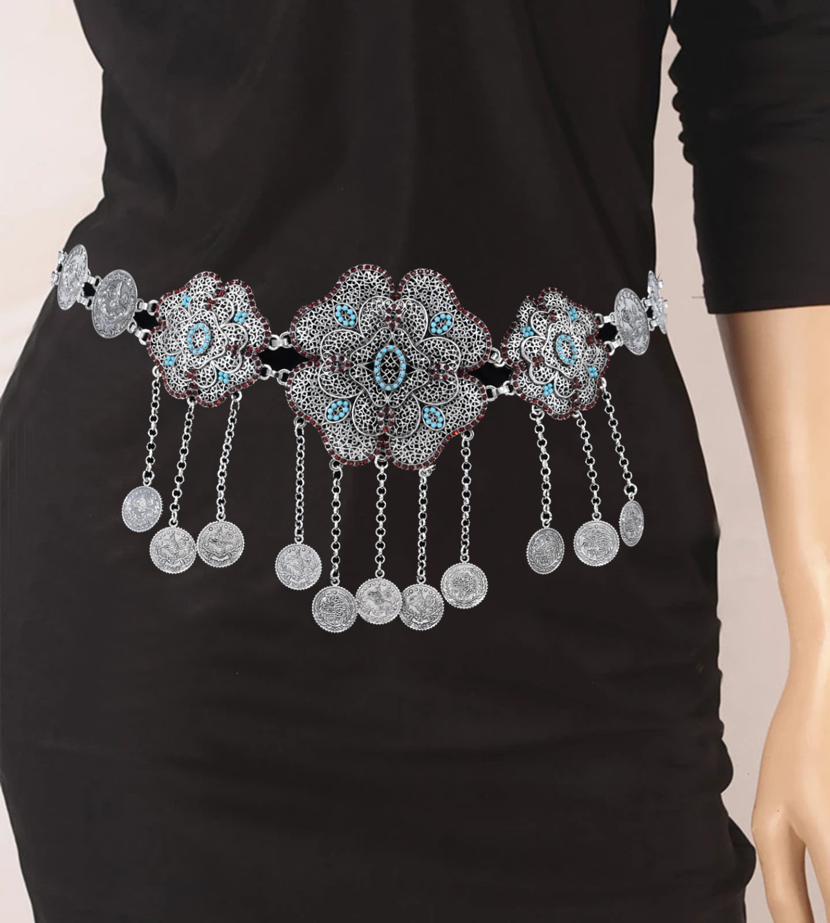 Hollow Out Flower Coins Chain  - Women Accessories India のレビューと価格