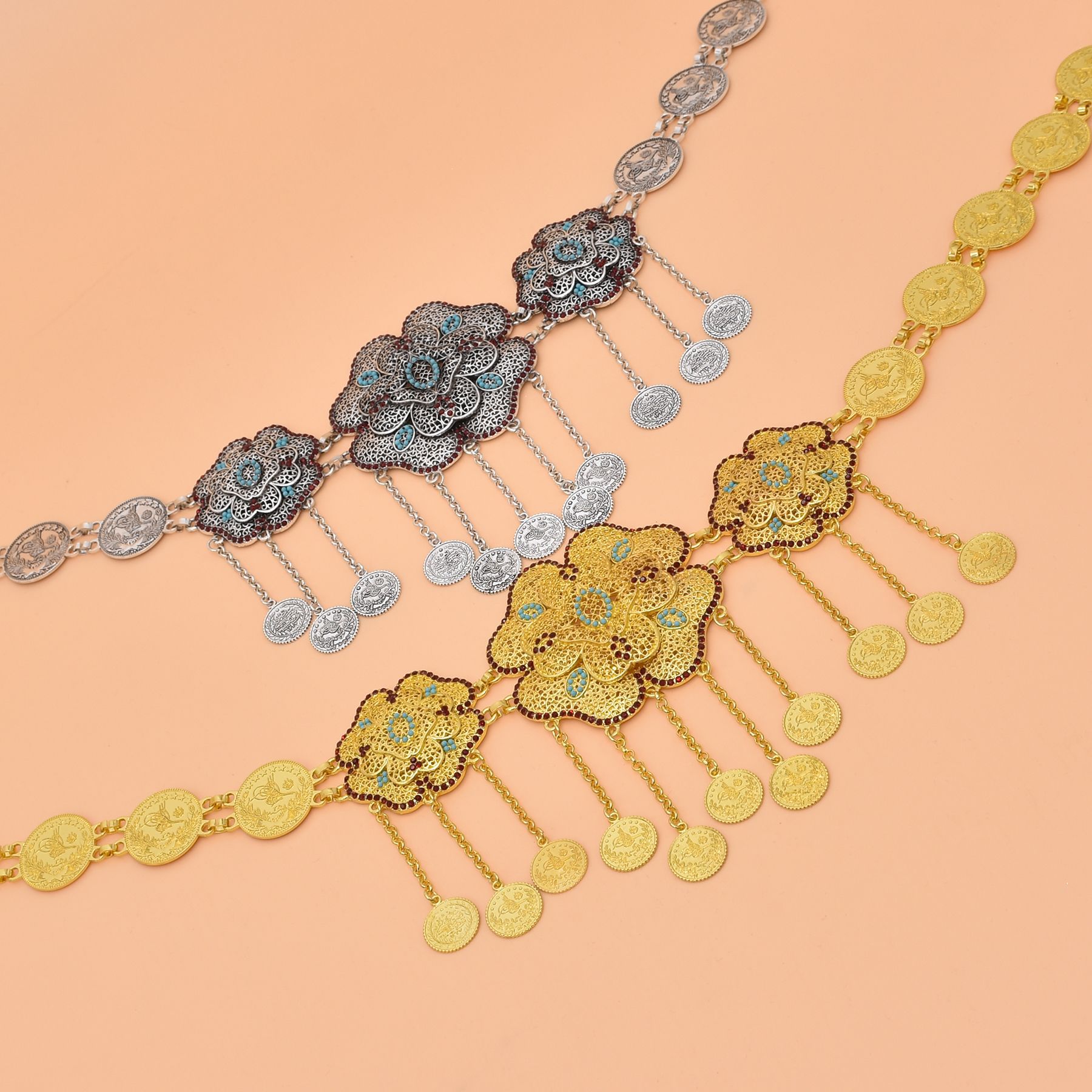 Hollow Out Flower Coins Chain  - Women Accessories India のレビューと価格