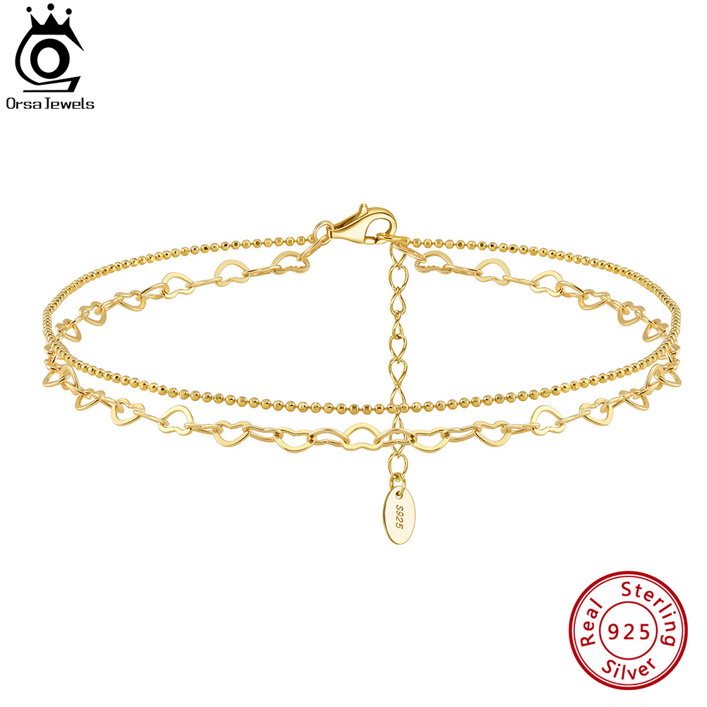 ORSA JEWELS Layered Link Chain - Beaded Anklet Chain のレビューと価格