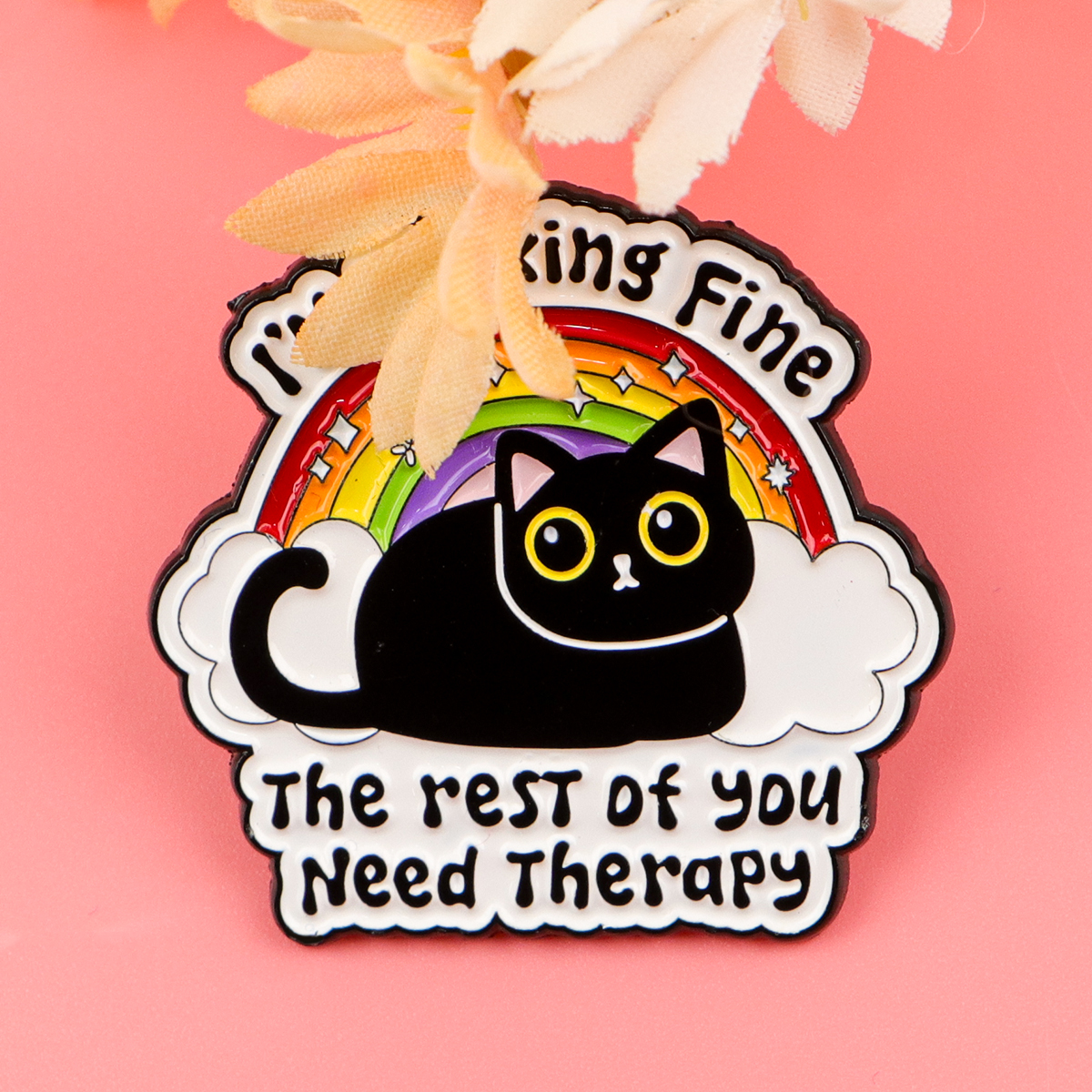 Cute Black Cat Enamel Pin Rain - Women Accessories Picture のレビューと価格