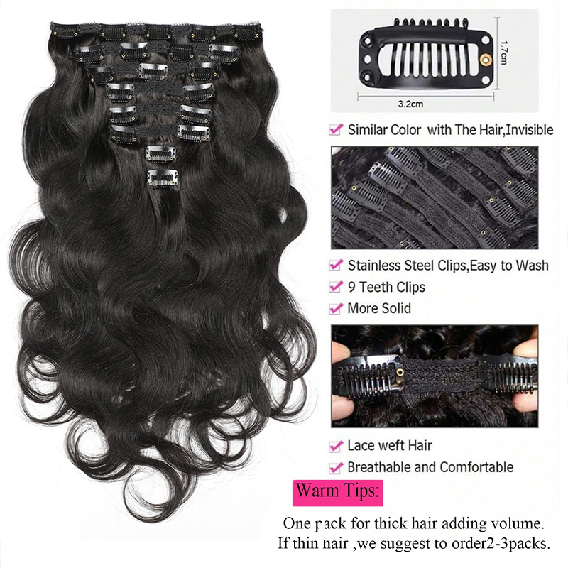 Body Wave Real Human Hair Clip - Women Accessories India のレビューと価格