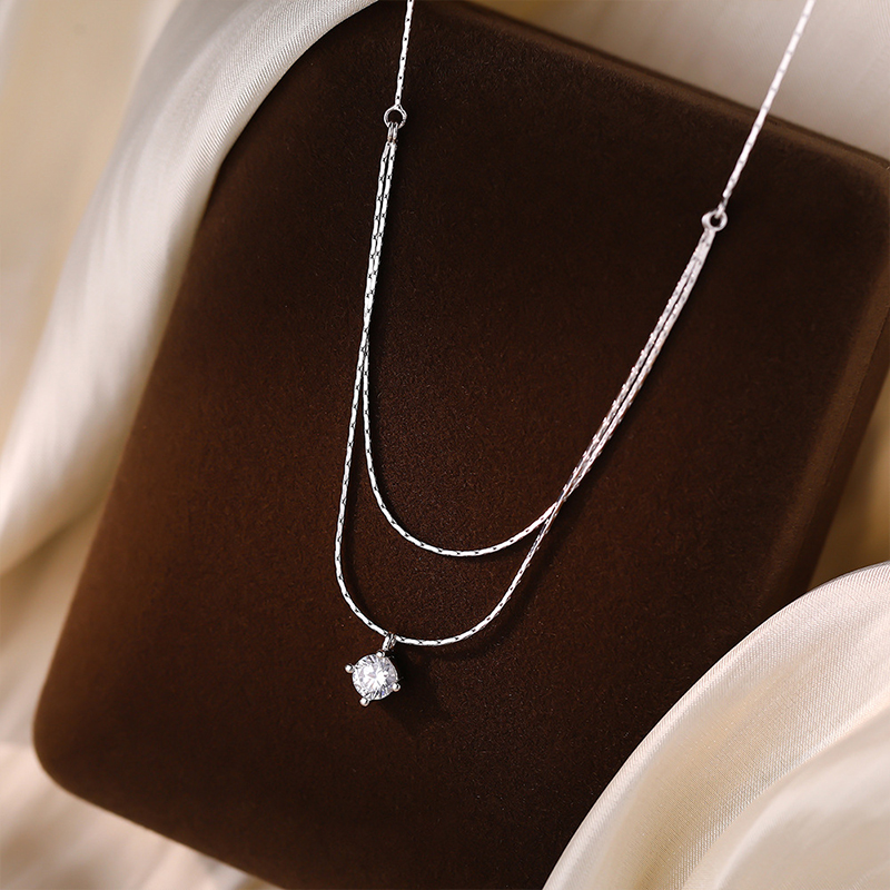 925 Sterling Silver Four Claw  - Layered Necklace Set のレビューと価格