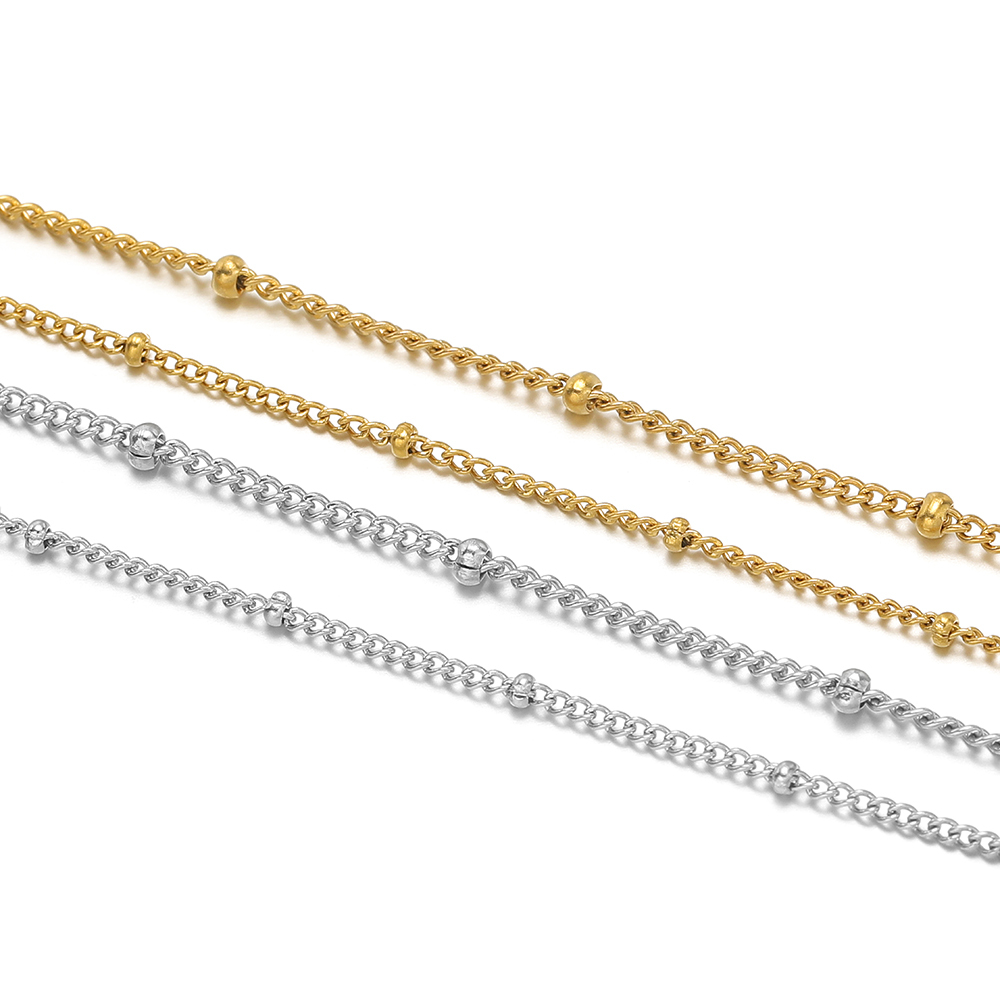 2 Meters Stainless Steel Gold  - Beaded Anklet Chain のレビューと価格