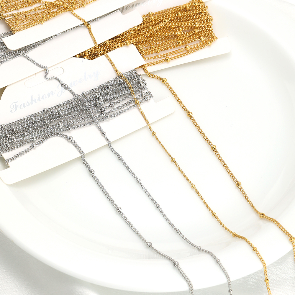 2 Meters Stainless Steel Gold  - Beaded Anklet Chain のレビューと価格